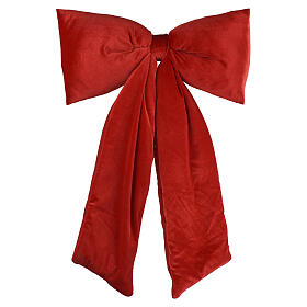 Red velvet-effect Christmas bow with decorative tails 115x80x15 cm