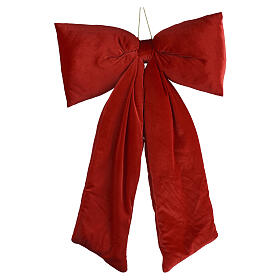 Red velvet-effect hanging Christmas bow, 30x20x4 in