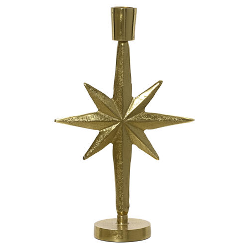 Gold geometric star candlestick in aluminium, 10x2x6 in 1