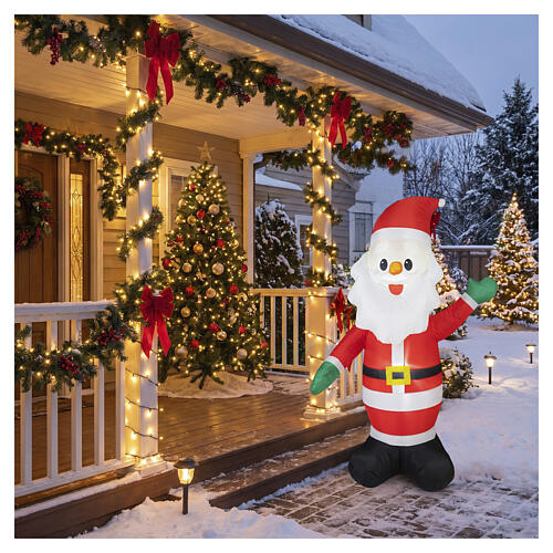 Père Noël gonflable lumineux LED blanc froid 180x115x60 cm pour extérieur 2