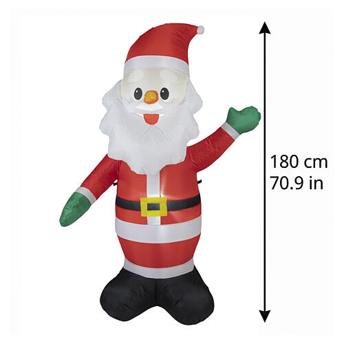 Père Noël gonflable lumineux LED blanc froid 180x115x60 cm pour extérieur 3