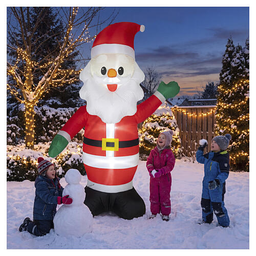 Babbo Natale gonfiabile luminoso da esterno est LED bianco freddo 245x160x80 cm 2