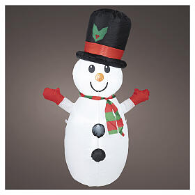 Bonhomme de neige gonflable lumineux LED blanc froid multicolore 120x78x50 cm extérieur