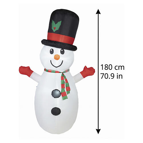 Pupazzo neve gonfiabile con luce LED fredda per esterno 180x120x75 cm esterno 3
