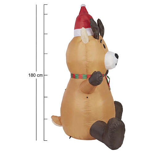 Renne gonflable de Noël avec LED blanc froid 180x130x80 cm pour extérieur 3