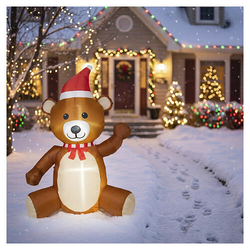 Inflatable Christmas teddy with cold white LED, 70x47x28 in, for outdoor 2