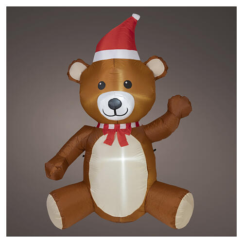 Ourson gonflable de Noël avec LED blanc froid 180x120x70 cm pour extérieur 1