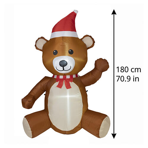 Ourson gonflable de Noël avec LED blanc froid 180x120x70 cm pour extérieur 3