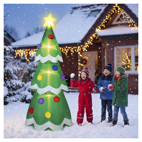 Sapin de Noël gonflable lumineux avec étoile LED 190x80x80 cm pour extérieur 2