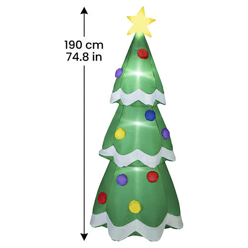 Sapin de Noël gonflable lumineux avec étoile LED 190x80x80 cm pour extérieur 3