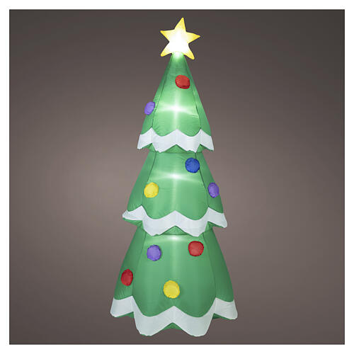 Árvore de Natal inflável iluminada com estrela LED 190x80x80 cm para exterior 1