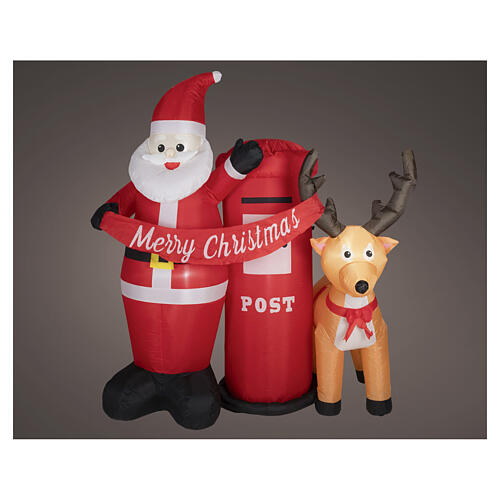 LED Inflatable Santa Claus and Reindeer with Mailbox, 180x150x95 cm - Outdoor 3