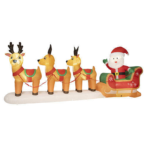 Inflatable Christmas sleigh with Santa Claus and reindeer LED 140x355x75 cm outdoors 1