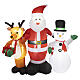 Conjunto insuflável com Pai Natal, rena e boneco de neve LED 150x150x45 cm para exterior s1
