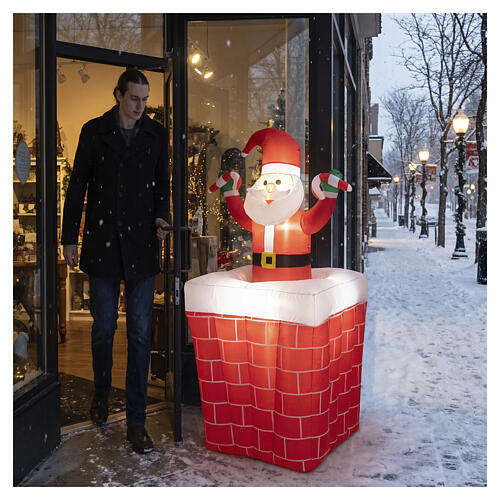 Inflatable Santa in the chimney with motion and LED, 59.1x27.6x27.6 in, outdoor use 2