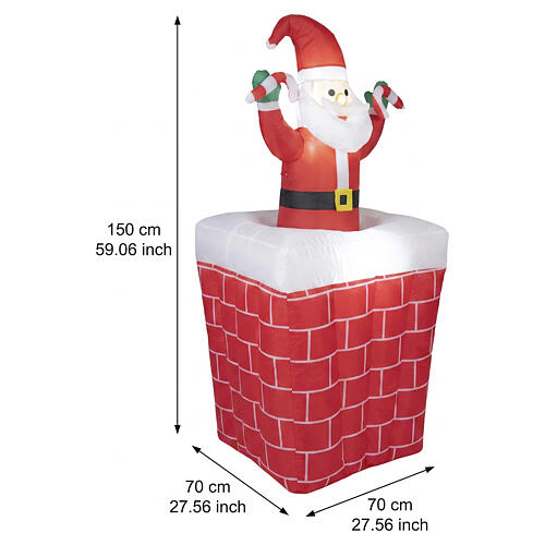 Père Noël gonflable animé dans la cheminée LED 150x70x70 cm pour extérieur 3
