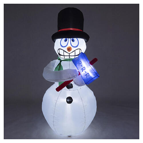 Muñeco de nieve inflable int ext parpadeante LED 175x80x70 cm 1
