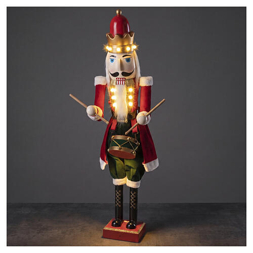 Red Christmas nutcracker with warm microLED lights, 110x30x20 cm, indoor use 1