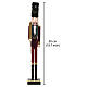Figura schiaccianoci natalizia in legno di pino con dettagli vellutati rossi 50x10x10 cm s3