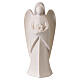 Harmonie guardian angel statue with four-leaf clover in natural Val Gardena wood s1