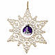 Enfeite estrela em madeira faia para árvore de Natal com bola de vidro violeta 14 cm Val Gardena s3