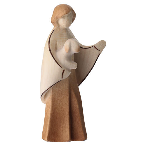 Figura pastor con oveja en brazos acabado marrón Val Gardena Aram de madera 3