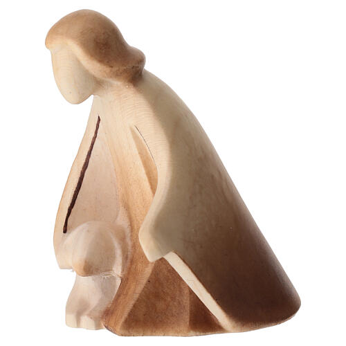 Kneeling shepherd with sheep from the Aram collection, brown maple wood Nativity figurine, Val Gardena 2