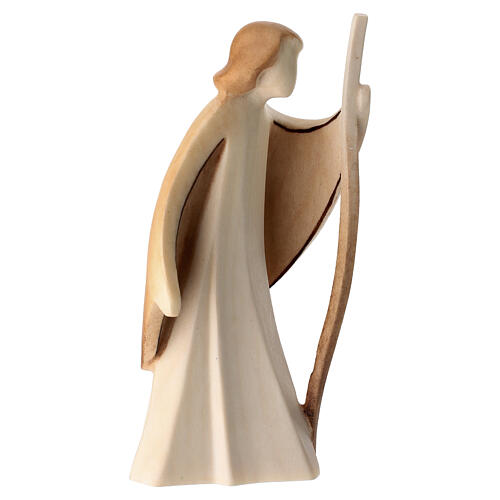 Shepherd figurine with staff 'Aram' in brown Val Gardena wood 3