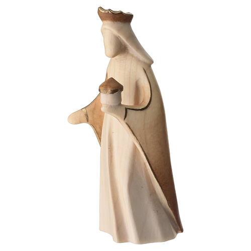Wise King Balthazar Aram nativity figurine brown finish in maple wood from Val Gardena 2