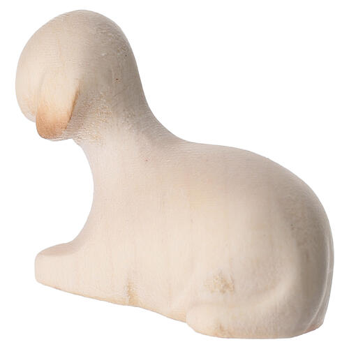 Reclining sheep figurine in double-patinated Val Gardena wood, Aram nativity 3