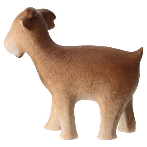 Statuette de crèche petite chèvre qui broute Aram en bois d'érable, finition marron Val Gardena 2
