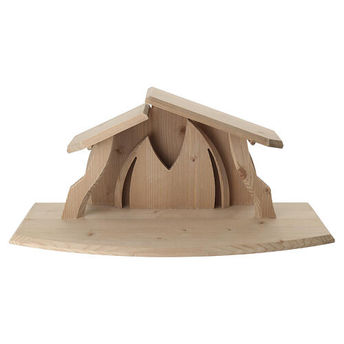 Étable Altea pour figurines de crèche Aram en bois à double patine du Val Gardena 6