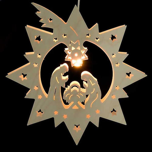 Crèche illuminée en bois, étoile 2