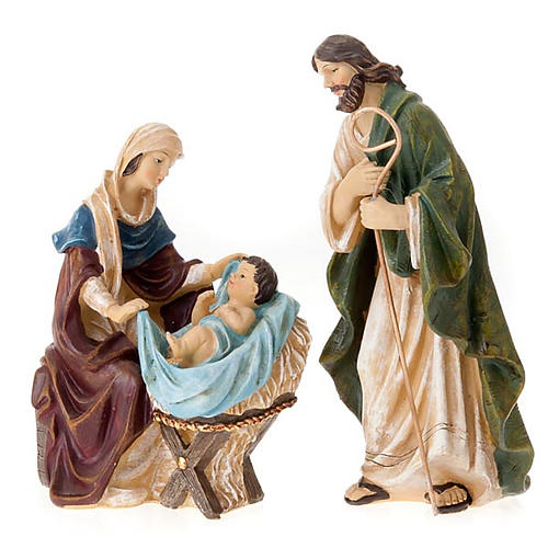 Painted resin Nativity scene 22 cm 4
