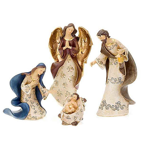 Crèche résine marquetée 28 cm 3