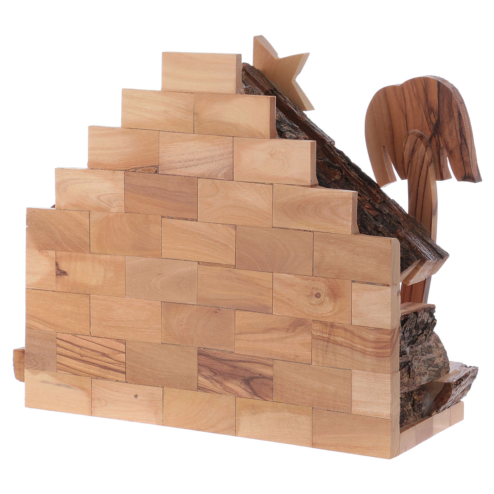 Krippe Aus Olivenholz Bethlehem - Handgeschnitztes Set Mit Stall | 7,6cm Figuren