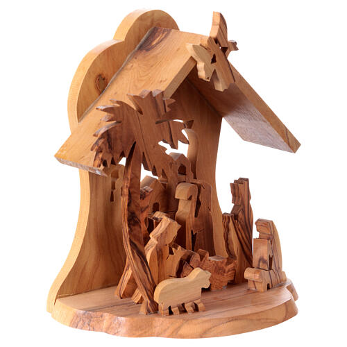 Presépio de Natal cabana madeira de oliveira 16 cm 6