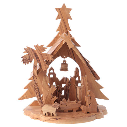 Olive wood crib with star 1