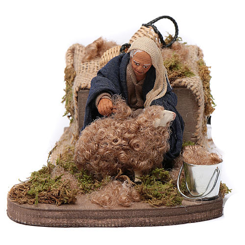 Nativity scene figurine, Sheep shearer in clay10cm 1