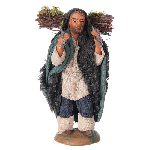 Nativity set accessory Man with firewood 10cm clay figurine 1
