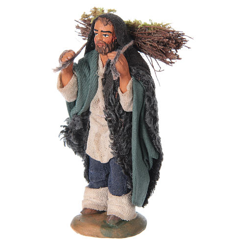 Nativity set accessory Man with firewood 10cm clay figurine 2