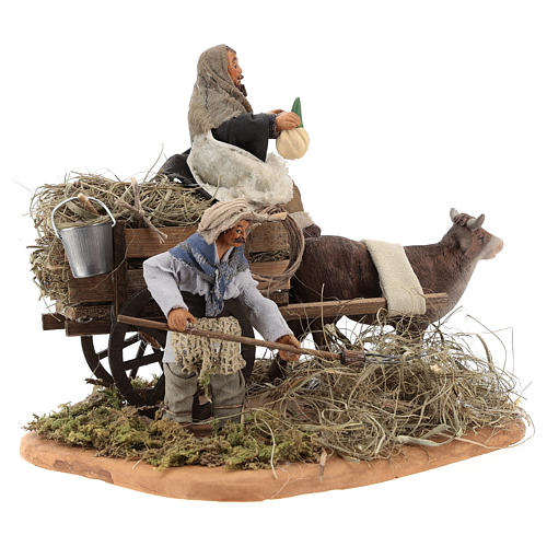 Nativity set accessory Country scene cart 10 cm clay figurines 4