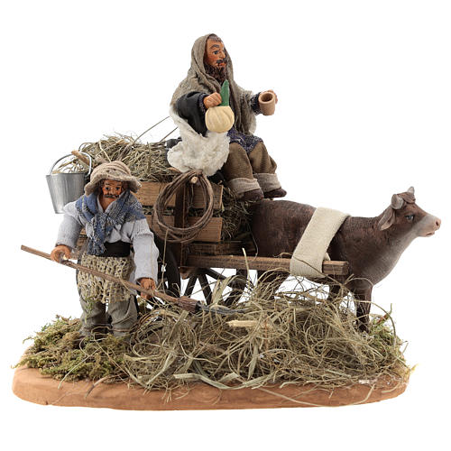 Nativity set accessory Country scene cart 10 cm clay figurines 1