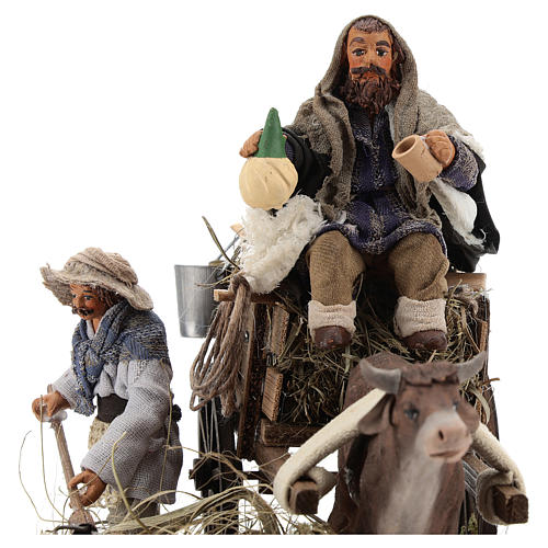 Nativity set accessory Country scene cart 10 cm clay figurines 2
