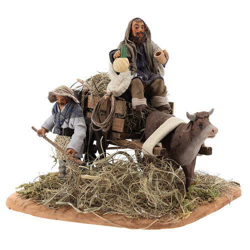Nativity set accessory Country scene cart 10 cm clay figurines 3