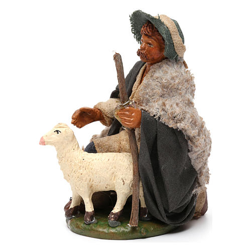 Nativity set accessory Kneeling shepherd sheep 10 cm figurines 2