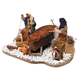 Animated nativity scene, fishermen 14 cm