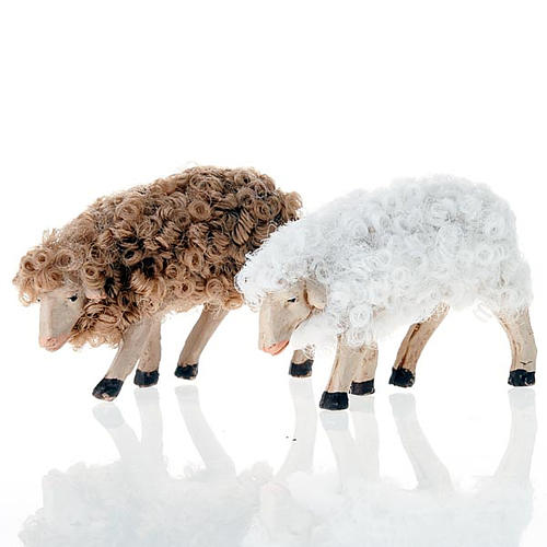 Nativity set accessory Bent head sheep 12 cm mixed colors 1