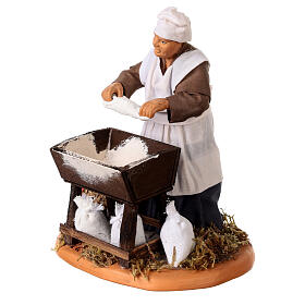 Donna che impasta il pane 14 cm presepe Napoli terracotta