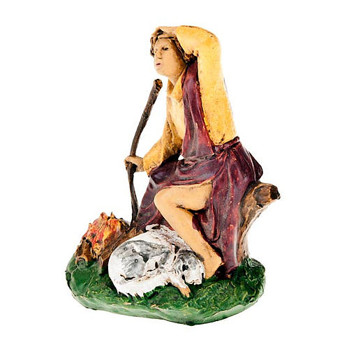 Nativity scene figurine Shepherd with dog 10cm 4
